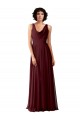 Draped Cowl Neck Long Chiffon Bridesmaid Dress with Wide Straps UK