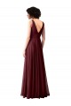 Draped Cowl Neck Long Chiffon Bridesmaid Dress with Wide Straps UK
