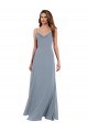Long Full Length Draped Cowl Neck V-Back Slip Chiffon Bridesmaid Dress UK