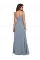 Long Full Length Draped Cowl Neck V-Back Slip Chiffon Bridesmaid Dress UK