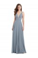 Fitted V-Neckline Long Chiffon Bridesmaid Dress with V-Back UK
