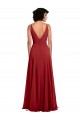 Fitted Plunging Deep V-Neck Long Chiffon Bridesmaid Dress with V-Back UK