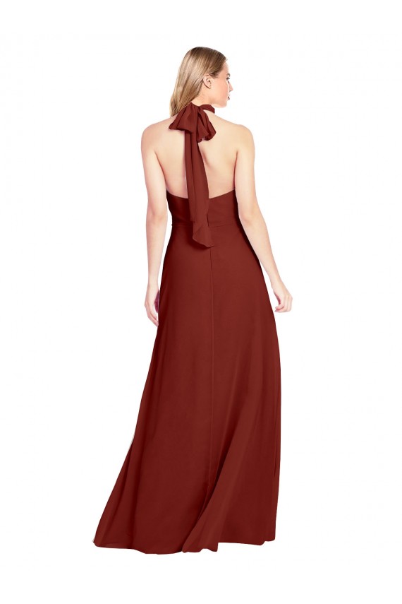 Slim High Neck Halter Fitted Open Back Chiffon Bridesmaid Dress / Prom Dress UK