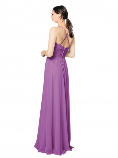 Braided Straps Cross Back Sweetheart Chiffon Bridesmaid Dress UK