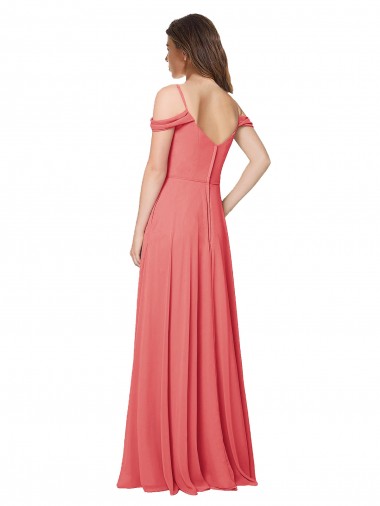 Draped Off the Shoulder Straps Chiffon Bridesmaid Dress UK