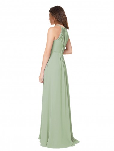 High Halter Neck Keyhole Chiffon Bridesmaid Dress UK