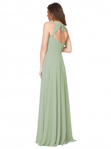 A-Line Open Back Chiffon Bridesmaid Dress with Pockets UK