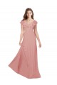Flounced V Neckline Flutter Sleeves Chiffon Bridesmaid Dress UK