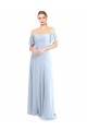 Off the Shoulder Flutter Sleeves Long Chiffon Bridesmaid Dress UK
