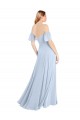 Off the Shoulder Flutter Sleeves Long Chiffon Bridesmaid Dress UK