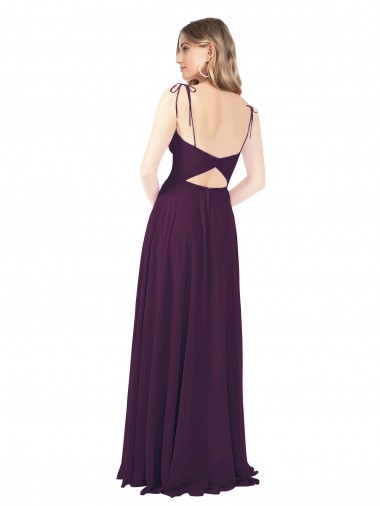 Chiffon Bridesmaid Dress with Front Slit and Keyhole Back UK