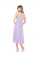 Draped Midi Length Chiffon Cocktail Bridesmaid Dress with Ruched Bodice UK