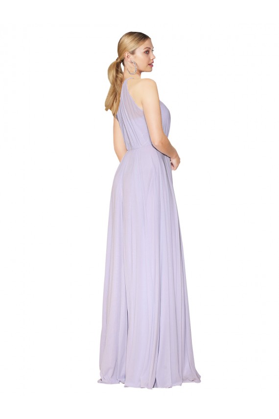 High Neck Halter Shirred Chiffon Bridesmaid Dress / Formal Prom Dress UK