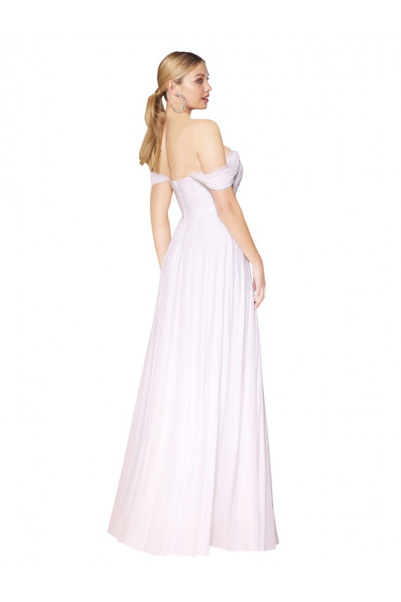 Off the Shoulder Long Full Length Chiffon Bridesmaid Dress / Formal Prom Dress UK