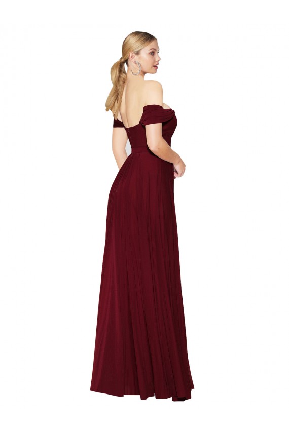 Shirred Sweetheat Neckline Off the Shoulder Long Chiffon Bridesmaid Dress / Formal Prom Dress UK