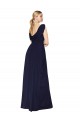 Draped Long V-Neck Floor Length Chiffon Bridesmaid Dress / Formal Prom Dress UK
