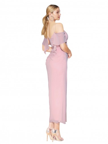 Mermaid Cold Shoulder Short Knee Length Chiffon Bridesmaid Dress / Formal Prom Dress UK