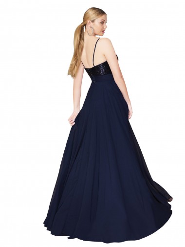 Sweetheart High Neck Sequin Top Long Chiffon Bridesmaid Dress / Prom Dress UK