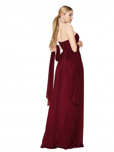 Draped Strapless Long A-Line Chiffon Bridesmaid Dress / Formal Prom Dress UK