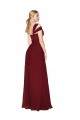 Off the Shoulder Long Chiffon Bridesmaid Dress / Formal Prom Dress with Side Slit UK
