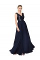 High Neck V-Neck Long Chiffon Bridesmaid Dress / Prom Dress with Sequin Top UK