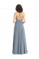 Slim A-Line Cowl Neck Long Chiffon Bridesmaid Dress with Side High Slit UK
