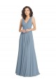 Faux Surplice Bodice Long Chiffon Bridesmaid Dress with V-Neckline UK
