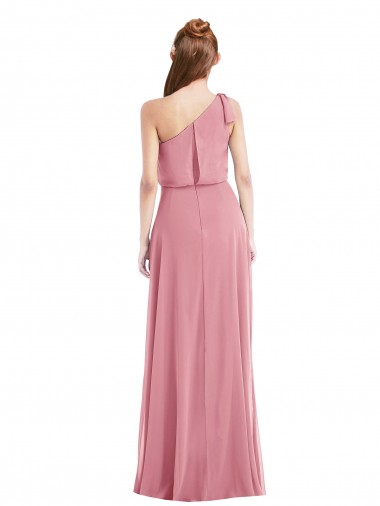 One Shoulder Bow Blouson Bodice Maxi Bridesmaid Dress UK