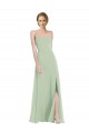 Scoop Neck Tie Strap Maxi Bridesmaid Dress with Front Slit UK