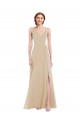 Faux Wrap Criss Cross Back Maxi Bridesmaid Dress with Front Slit UK