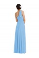 Draped One Shoulder Maxi Bridesmaid Dress with Scarf Bow UK