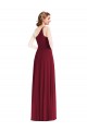 One Shoulder Chiffon Maxi Bridesmaid Dress with Shirred Front Slit UK