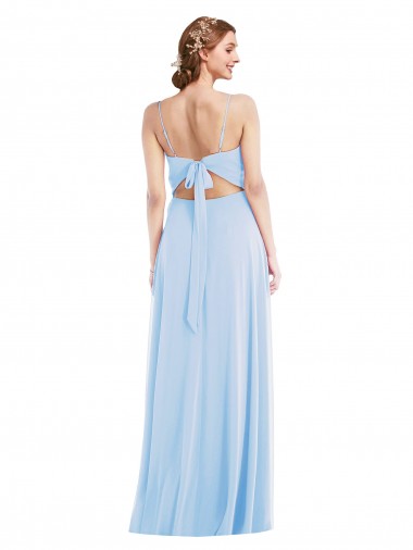 Tie Back Cutout Maxi Formal Bridesmaid Dress with Front Slit UK