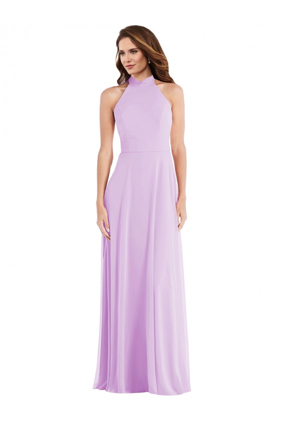 High Neck Halter Backless Maxi Bridesmaid Dress UK