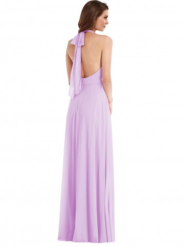 High Neck Halter Backless Maxi Bridesmaid Dress UK