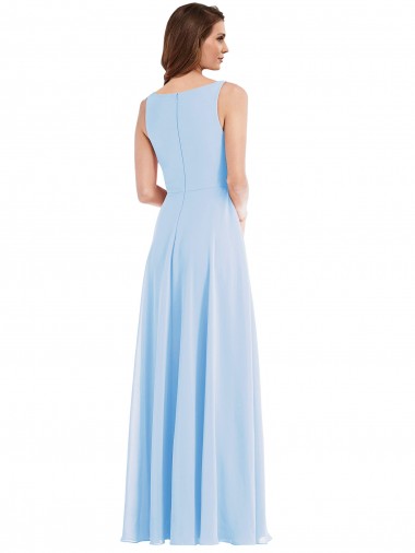Deep V-Neck Chiffon Maxi Bridesmaid Dress UK