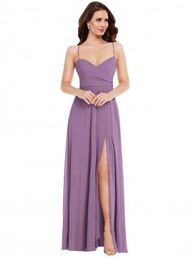 Wrap Bodice Maxi Bridesmaid Dress with Front Slit UK