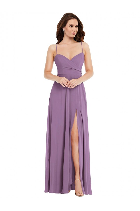 Wrap Bodice Maxi Bridesmaid Dress with Front Slit UK