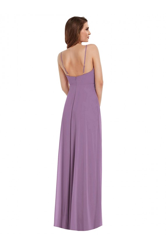 Wrap Bodice Maxi Bridesmaid Dress with Front Slit UK