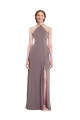 Diamond Halter Maxi Formal Bridesmaid Dress with Front Slit UK