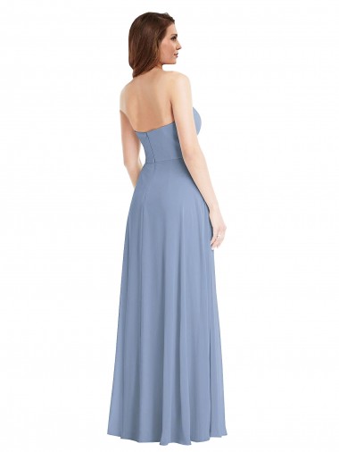 Strapless A-Line Maxi Bridesmaid Dress with Front Slit UK