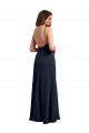 Scoop Neck Long Chiffon Open Back Bridesmaid Dress with Spaghetti Straps UK