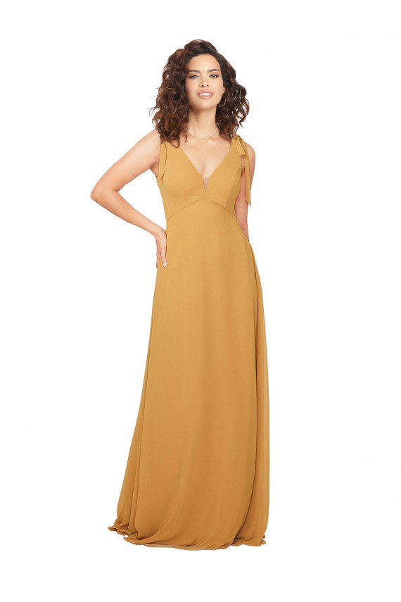 Boho Chiffon Bridesmaid Dress with Tied Straps UK