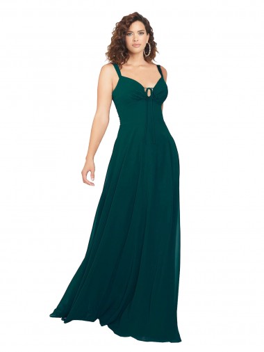 Tied Bodice Sweetheart V-Neck Chiffon Bridesmaid Dress UK