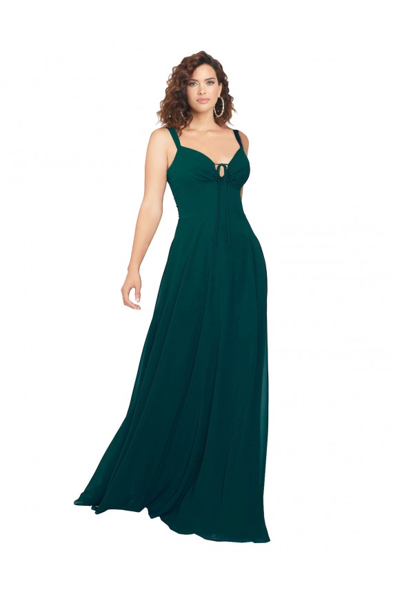 Tied Bodice Sweetheart V-Neck Chiffon Bridesmaid Dress UK