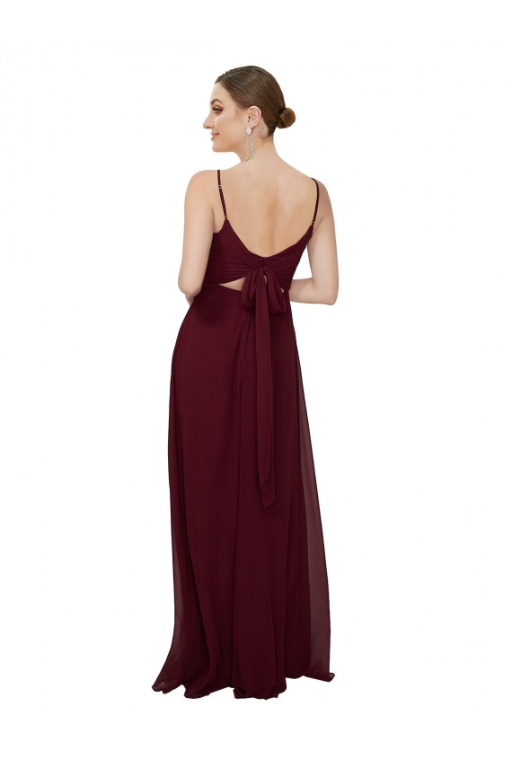 Scoop Neck Tied Keyhole Back Chiffon Bridesmaid Dress UK