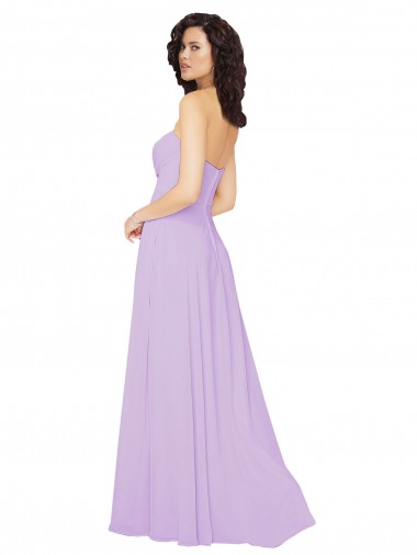 Draped Sweetheart Long Chiffon Bridesmaid Dress with Front Slit UK