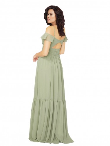 Ruched Keyhole Back Boho Chiffon Bridesmaid Dress UK