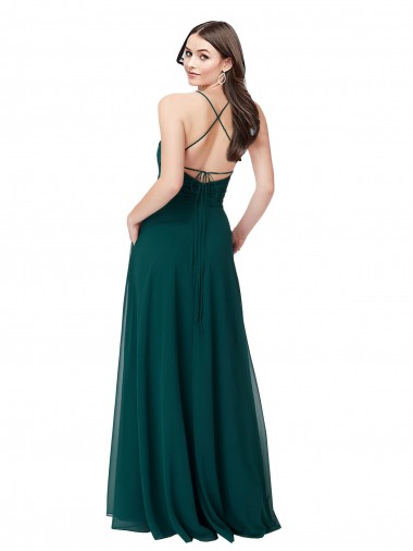 Chiffon Bridesmaid Dress with Draped Surplice Bodice UK