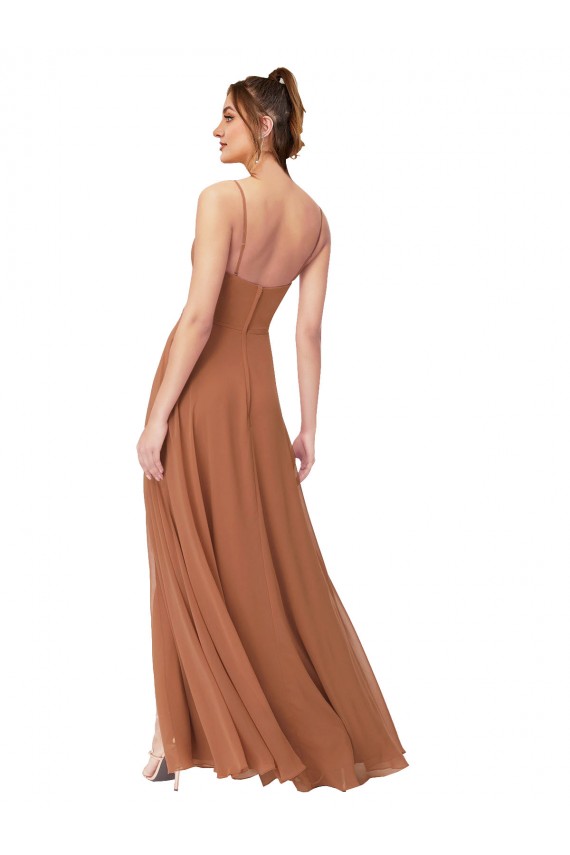 Cowl Neck Chiffon Bridesmaid Dress with Front Slit UK
